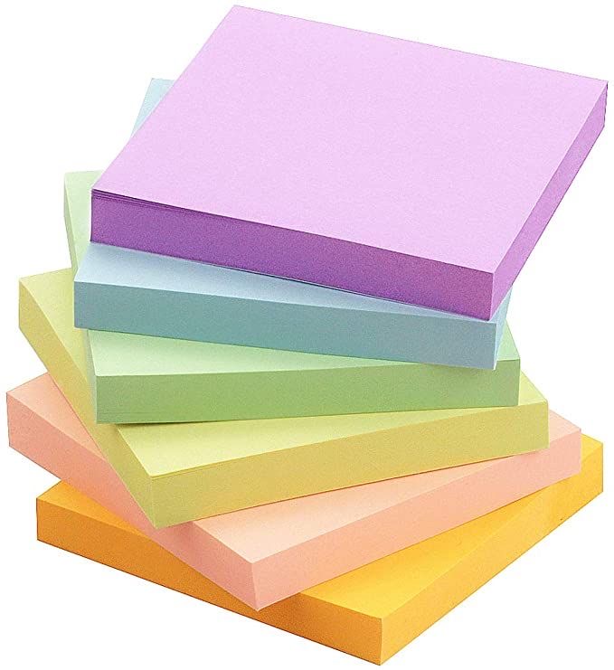 Stack of colourful square sticky-note pads
