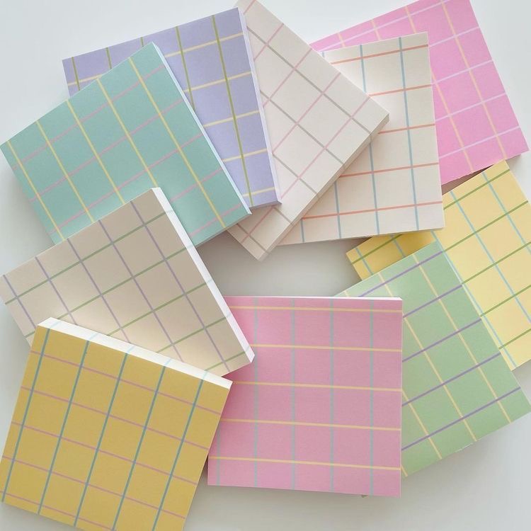 Pastel plaid sticky-note pads