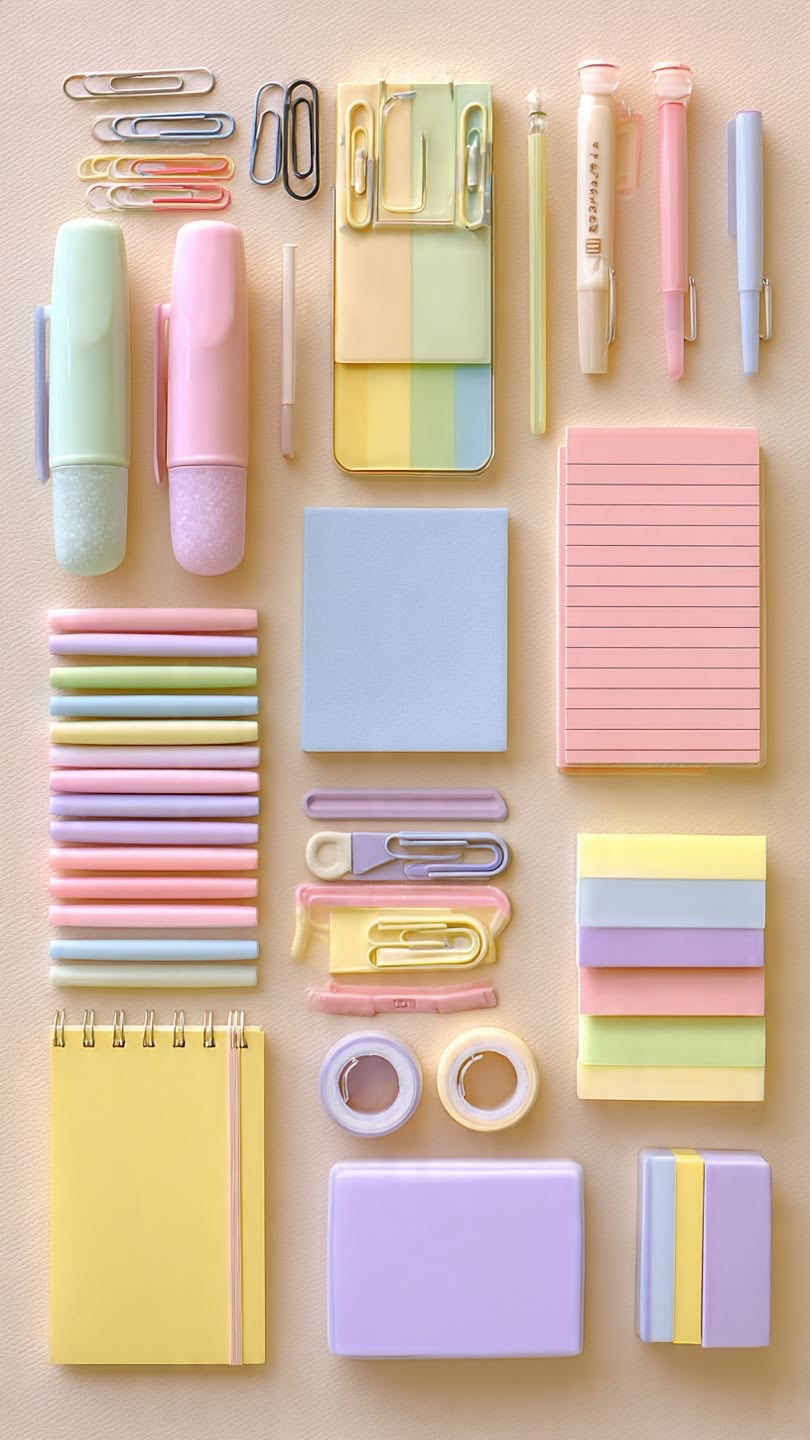 Pastel desk accessories and notepad bundle
