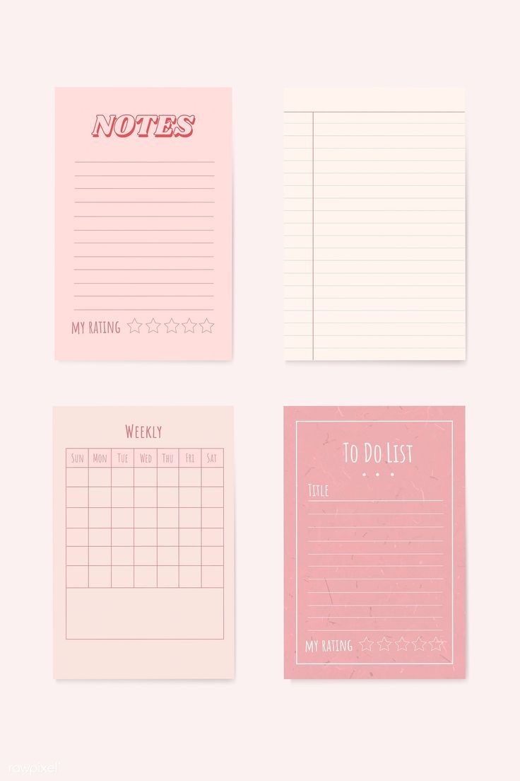 Pink planner notepad templates including weekly and to-do layouts